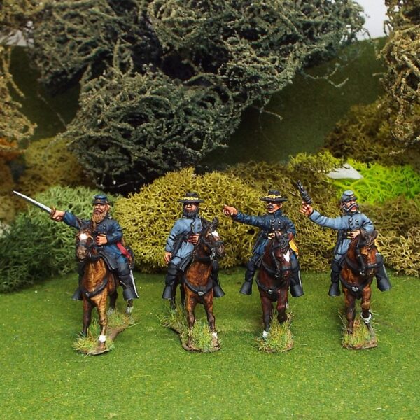 Mounted infantry officers (4). Mixed Kepi and Slouch Hat.