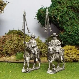 Mounted Standard Bearers Wearing Slouch Hats and 2 Standing horses.