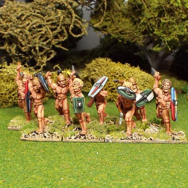 Celt or Gallic Naked warriors (b) with mixed weapons.