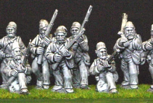 British riflemen in various skirmishing poses.