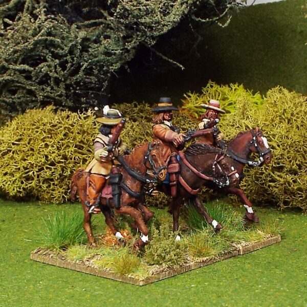 Troopers with Pistols, Buff Coat, Brimmed Hat, Galloping Horses.