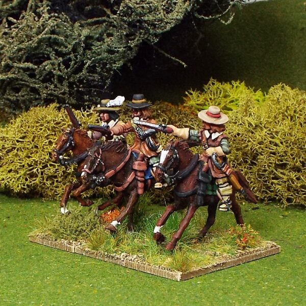 Troopers with Pistols, Buff Coat, Brimmed Hat, Galloping Horses.