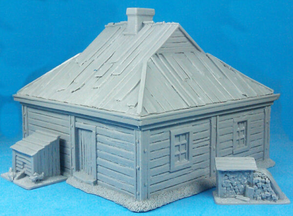 Double-room log cabin with thatch roof