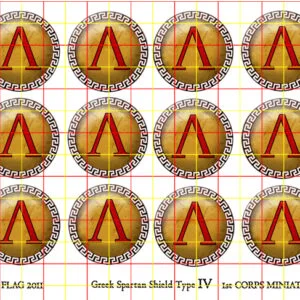 Spartan Shield Set Greek Key Design Rim