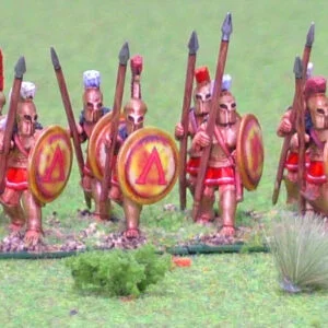 Spartan Hoplite wearing bell cuirass advancing.