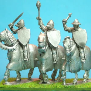 Mounted Knights, sword arm raised barded horses III