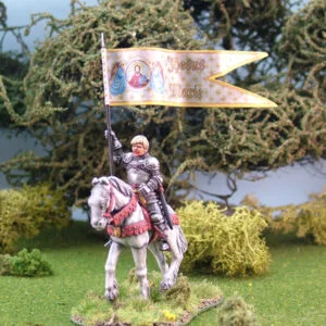 Mounted Joan of Arc and banner.