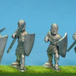 Spearmen in arming caps and hoods. 