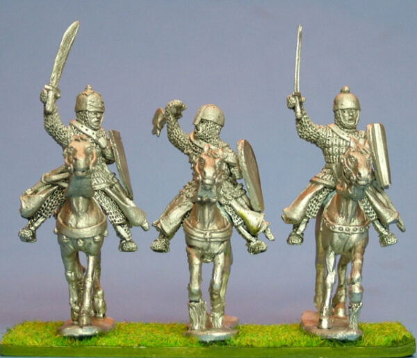 Mounted Knights 3, scale-lamellar, hand weapons, charging unbarded horses.