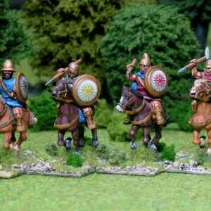 Tarantine light cavalry with javelins and shield.