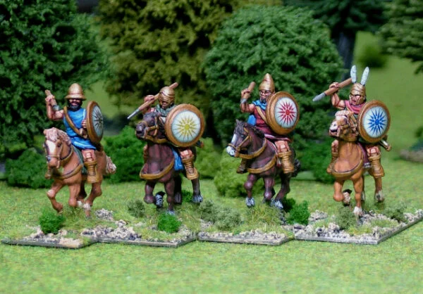 Tarantine light cavalry with javelins and shield.