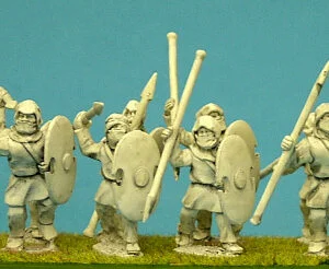 Spearmen with battle shields and spears.