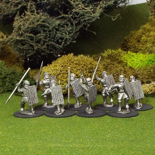 Persian Spearmen with wicker shields and spears.