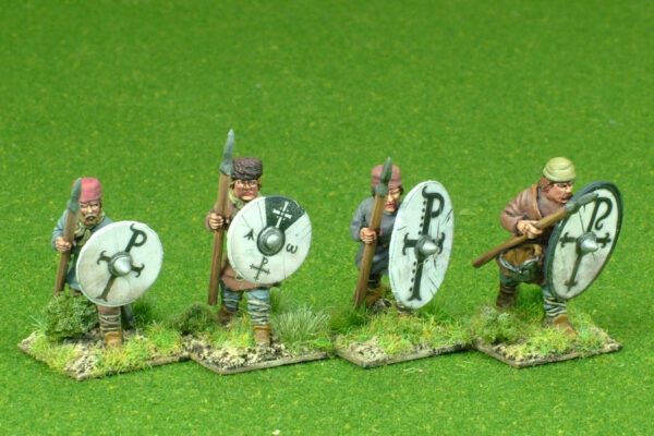 Romano British Warriors advancing with spears.