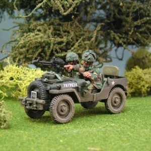 Airborne Jeep Single Vickers Machine Gun Helmeted Crew.