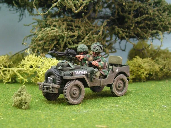 Airborne Jeep Single Vickers Machine Gun Helmeted Crew.