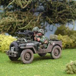 Airborne Jeep Twin Vickers Machine Gun Helmeted Crew.