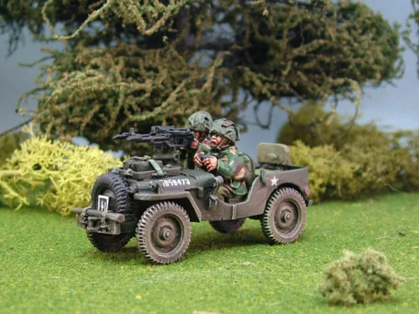 Airborne Jeep Twin Vickers Machine Gun Helmeted Crew.