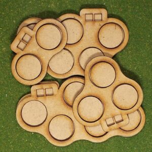 Skirmish Trays 08 – For 25mm discs 5mm Frame with dice holders.
