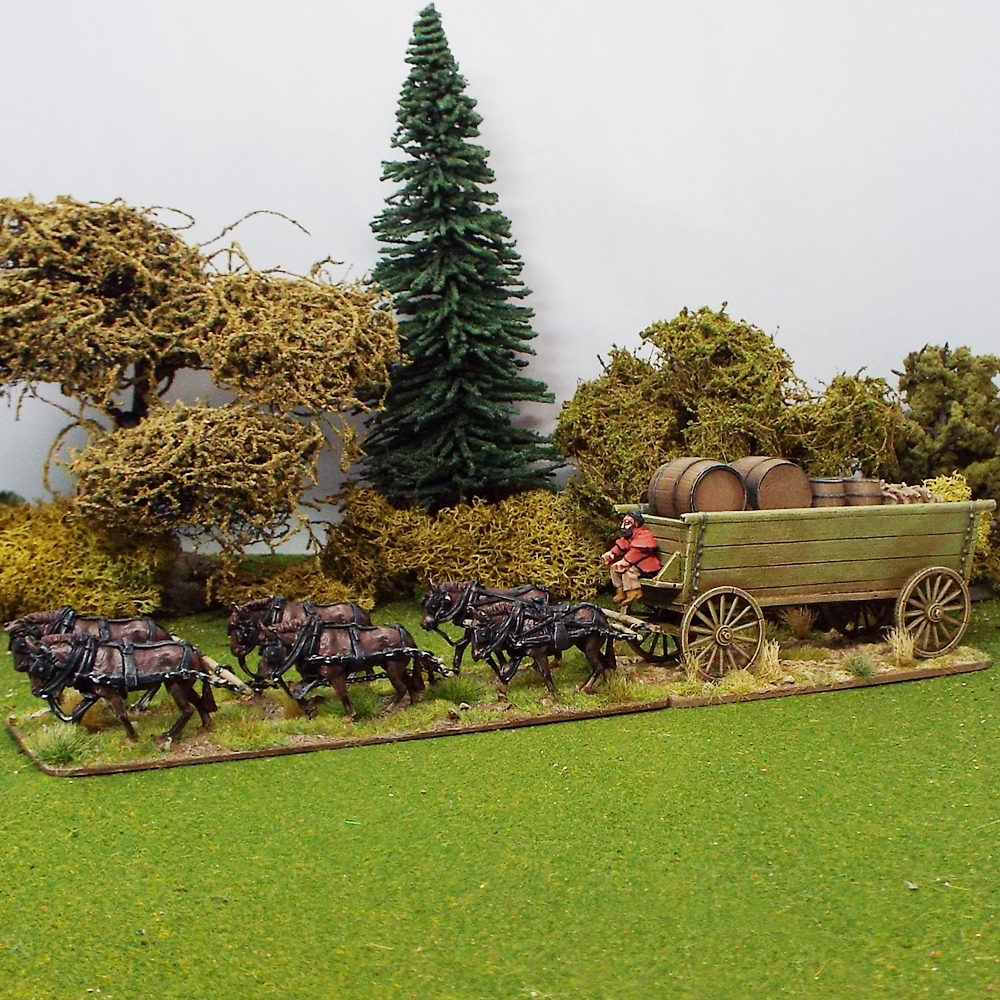Large Supply Wagon with Barrels