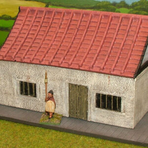 Chinese Single story house. Single story house, tile roof. Barred windows. Cast in resin. Supplied unpainted.